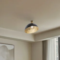 Deckenleuchte Sfera, Ø 35cm, schwarz/gold