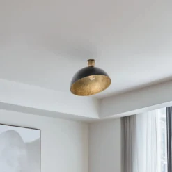Deckenleuchte Sfera, Ø 35cm, schwarz/gold