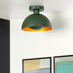 Deckenleuchte Siemon aus Stahl, Ø 25 cm, grün