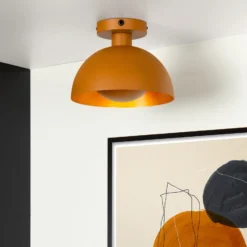 Deckenleuchte Siemon aus Stahl, Ø 25 cm, ockergelb