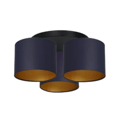Deckenleuchte Soho zylindrisch, 3fl blau/gold
