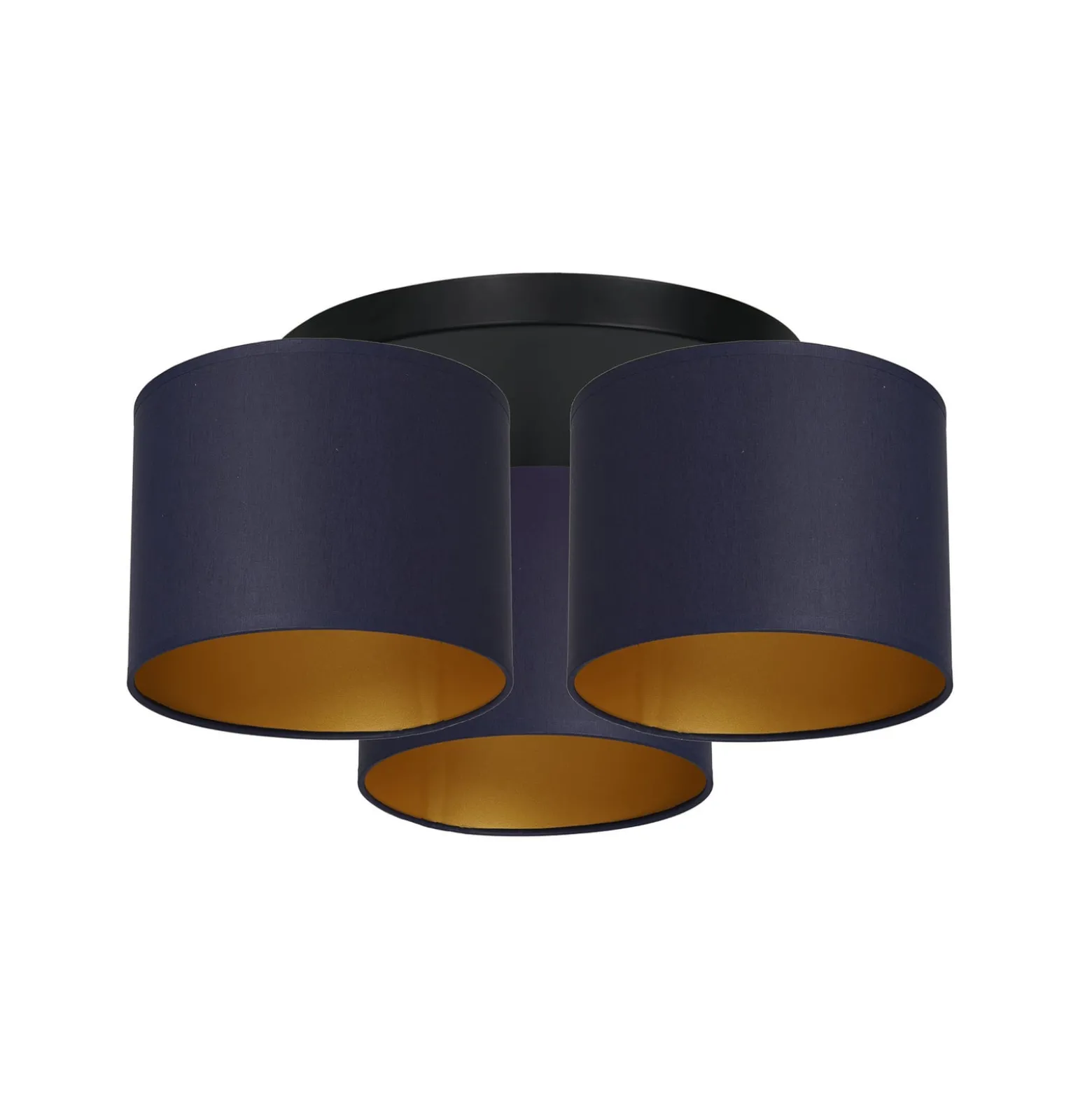 Deckenleuchte Soho zylindrisch, 3fl blau/gold