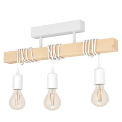 Deckenleuchte Townshend, Länge 55 cm, weiß/eiche, 3-flg.