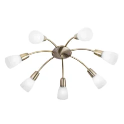 Deckenleuchte Tullo, siebenflammig, messing antik