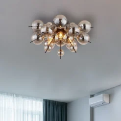Deckenleuchte Udo, rauchgrau, Ø 55 cm, Glas