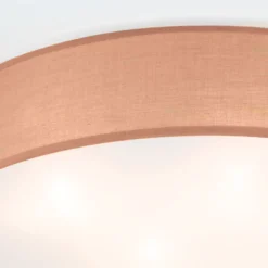 Deckenleuchte Ufo mit Leinenschirm, braun