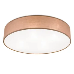 Deckenleuchte Ufo mit Leinenschirm, braun