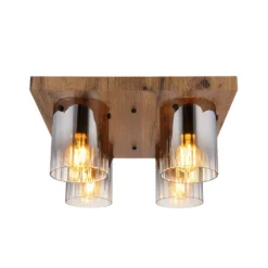 Deckenleuchte Underwood, Länge 41 cm, braun/rauchgrau, MDF