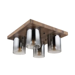 Deckenleuchte Underwood, Länge 41 cm, braun/rauchgrau, MDF