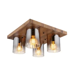 Deckenleuchte Underwood, Länge 41 cm, braun/rauchgrau, MDF