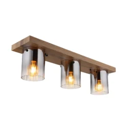 Deckenleuchte Underwood, Länge 71 cm, braun/rauchgrau, MDF