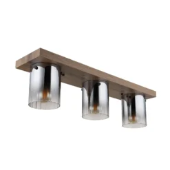 Deckenleuchte Underwood, Länge 71 cm, braun/rauchgrau, MDF