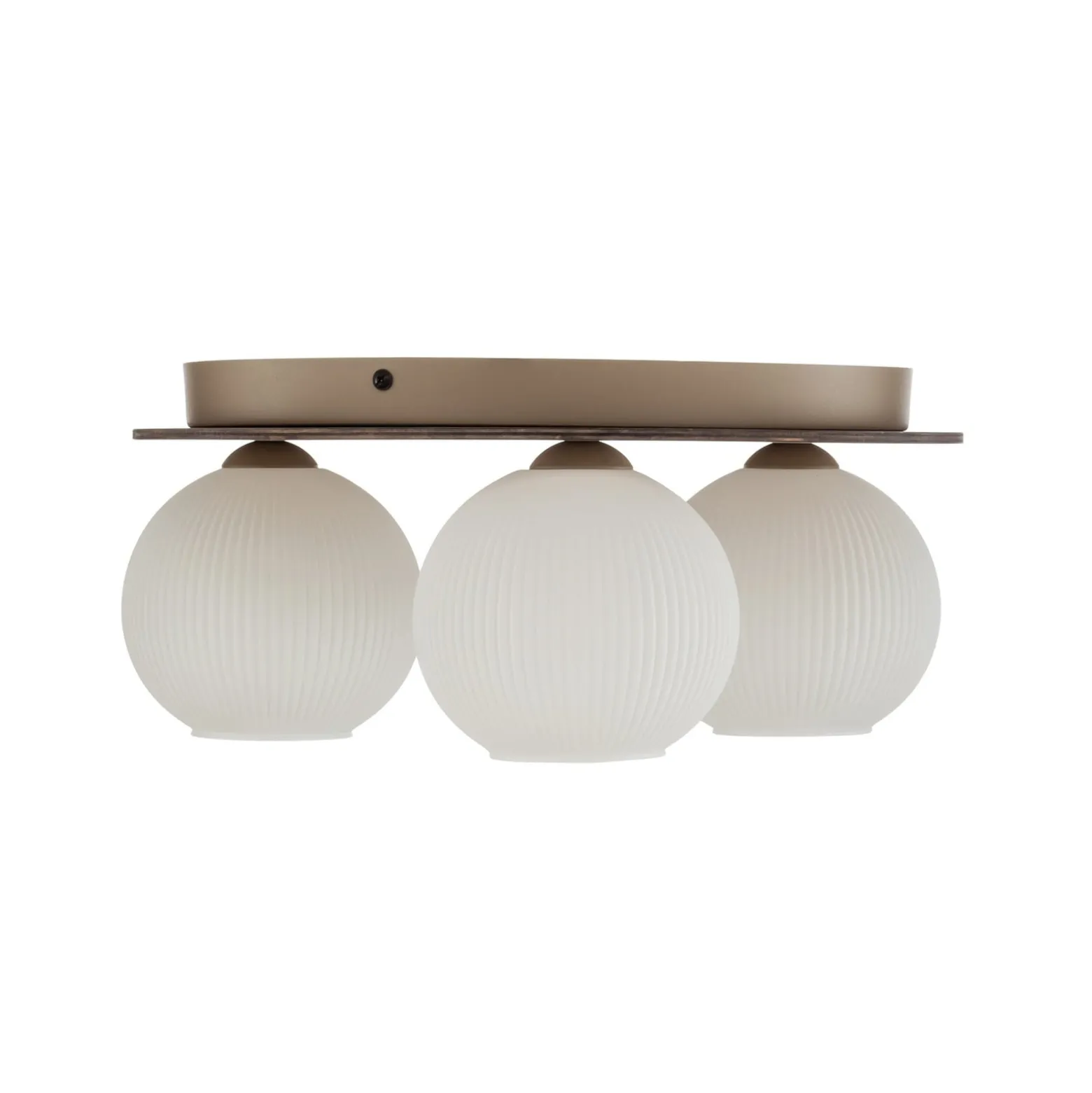 Deckenleuchte Virlo, 3-flammig, Opalglas, Holz, Ø 42 cm