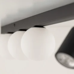 Deckenleuchte Vox, 6-flammig, Glas, schwarz, Länge 159 cm