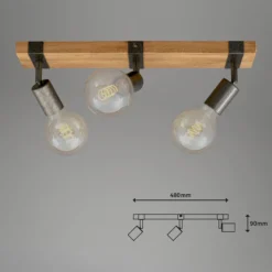 Deckenleuchte Wood Basic, dreiflammig