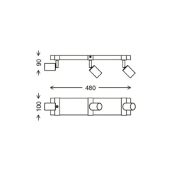 Deckenleuchte Wood Basic, dreiflammig