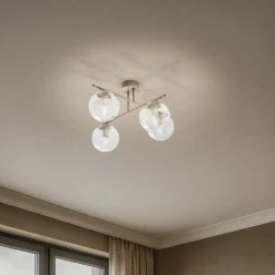 Deckenleuchte Zoe, beige, Länge 51 cm, Glas, 4-flammig, E14
