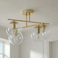 Deckenleuchte Zoe, goldfarben, Länge 51 cm, Glas, 4-flammig