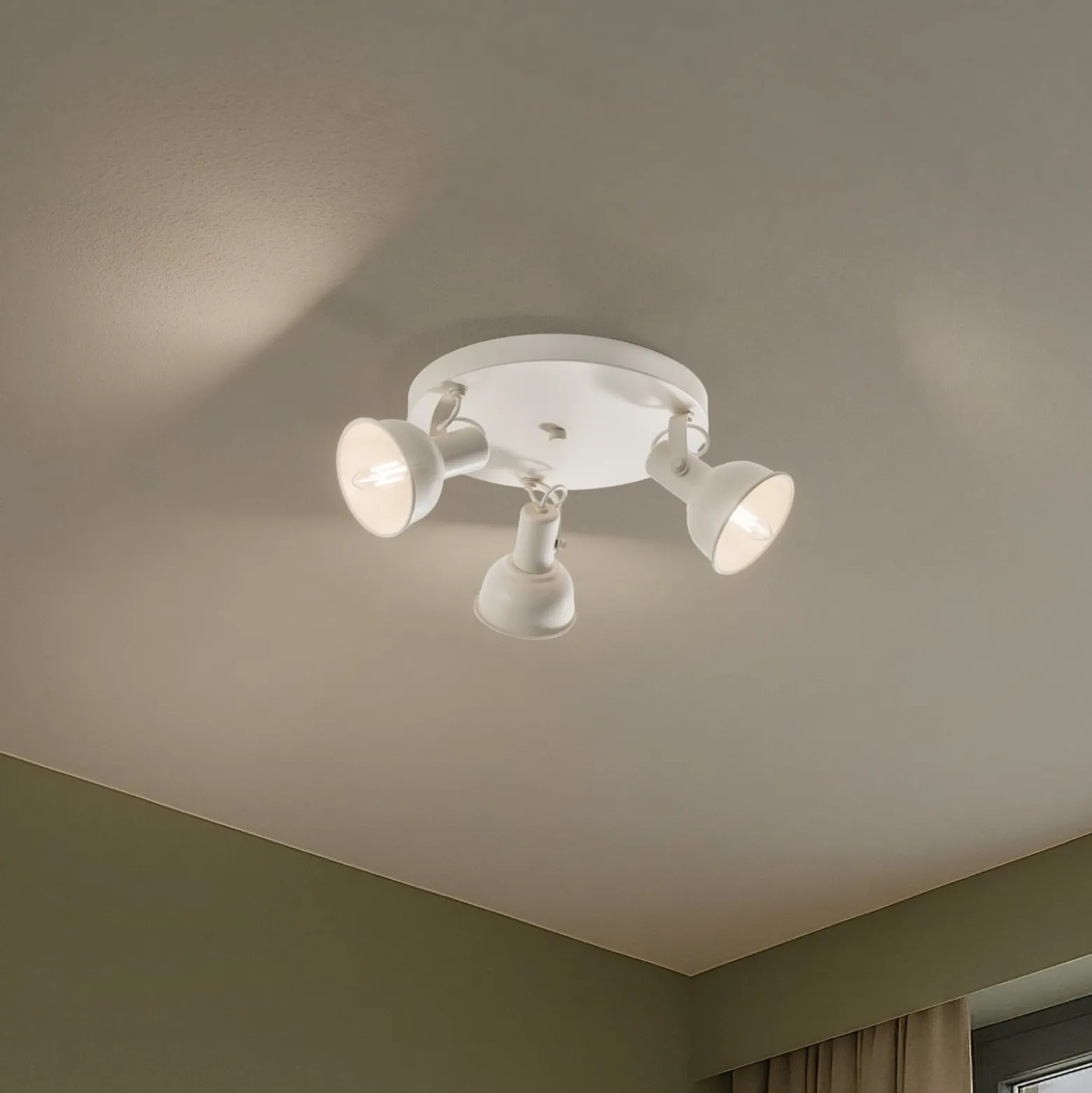 Deckenrondell Trogir, beige, 3-flammig, Stahl, Ø 30 cm