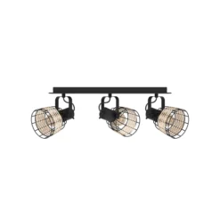 Deckenspot Anwick 1 mit Rattandekor, dreiflammig