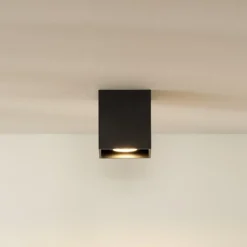 Deckenspot Bodi, eckig, schwarz, GU10, 1-flammig, Aluminium