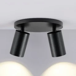 Deckenspot CAN TILT, schwarz, Ø 20 cm, 2-flammig Metall GU10