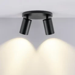 Deckenspot CAN TILT, schwarz, Ø 20 cm, 2-flammig Metall GU10
