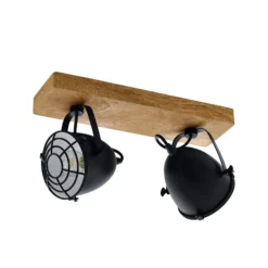 Deckenspot Gatebeck aus Holz und Metall, 2-fl.