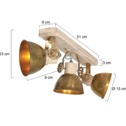 Deckenspot Gearwood, 3-flammig bronze