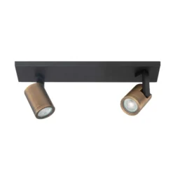 Deckenspot Halo, schwarz/messing brüniert Länge 40 cm 2-flg.