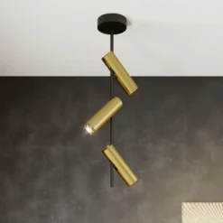 Deckenspot Leda 3, dreiflammig, schwarz-gold
