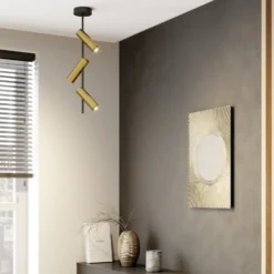 Deckenspot Leda 3, dreiflammig, schwarz-gold