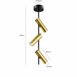 Deckenspot Leda 3, dreiflammig, schwarz-gold