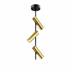 Deckenspot Leda 3, dreiflammig, schwarz-gold