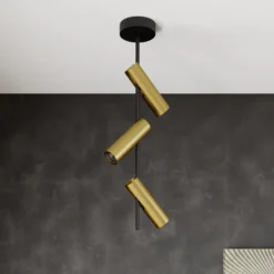 Deckenspot Leda 3, dreiflammig, schwarz-gold