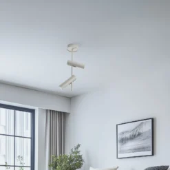 Deckenspot Leda 2, taupe, 2-flammig, Stahl, GU10, Höhe 55 cm