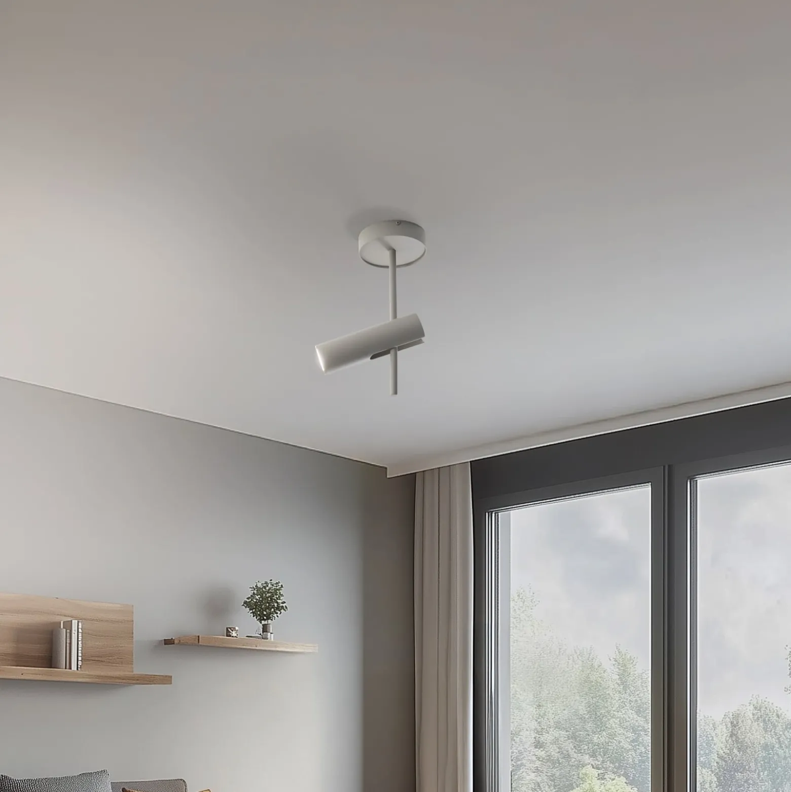 Deckenspot Leda 1, taupe, 1-flammig, Stahl, GU10, Höhe 34 cm