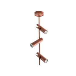 Deckenspot Leda 3, ziegelrot, 3-flammig, Stahl, Höhe 76 cm