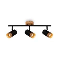 Deckenspot Plek GU10 schwarz/Holz dreiflammig