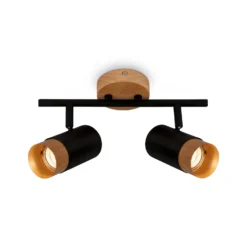 Deckenspot Plek GU10 schwarz/Holz zweiflammig