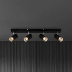 Deckenspot Plek GU10 schwarz/silber vierflammig