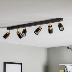 Deckenspot Reno, sechsflammig, schwarz/gold