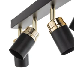 Deckenspot Reno, sechsflammig, schwarz/gold