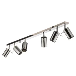 Deckenspot Round, chrom, sechsflammig linear