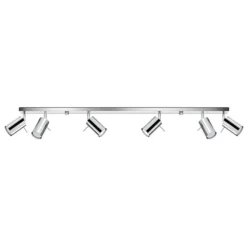 Deckenspot Round, chrom, sechsflammig linear
