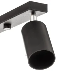 Deckenspot Round in Schwarz, vierflammig linear