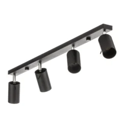Deckenspot Round in Schwarz, vierflammig linear
