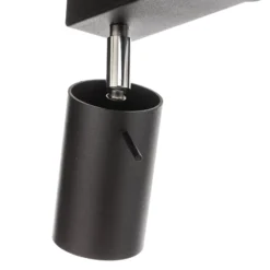 Deckenspot Round in Schwarz, vierflammig linear