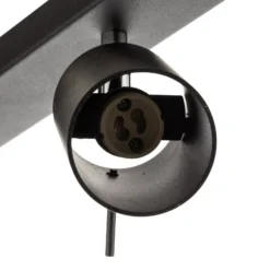 Deckenspot Round in Schwarz, vierflammig linear