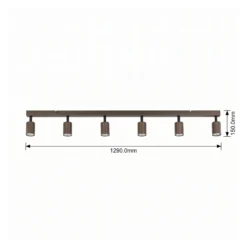 Deckenspot Top, justierbar, braun, sechsflammig linear